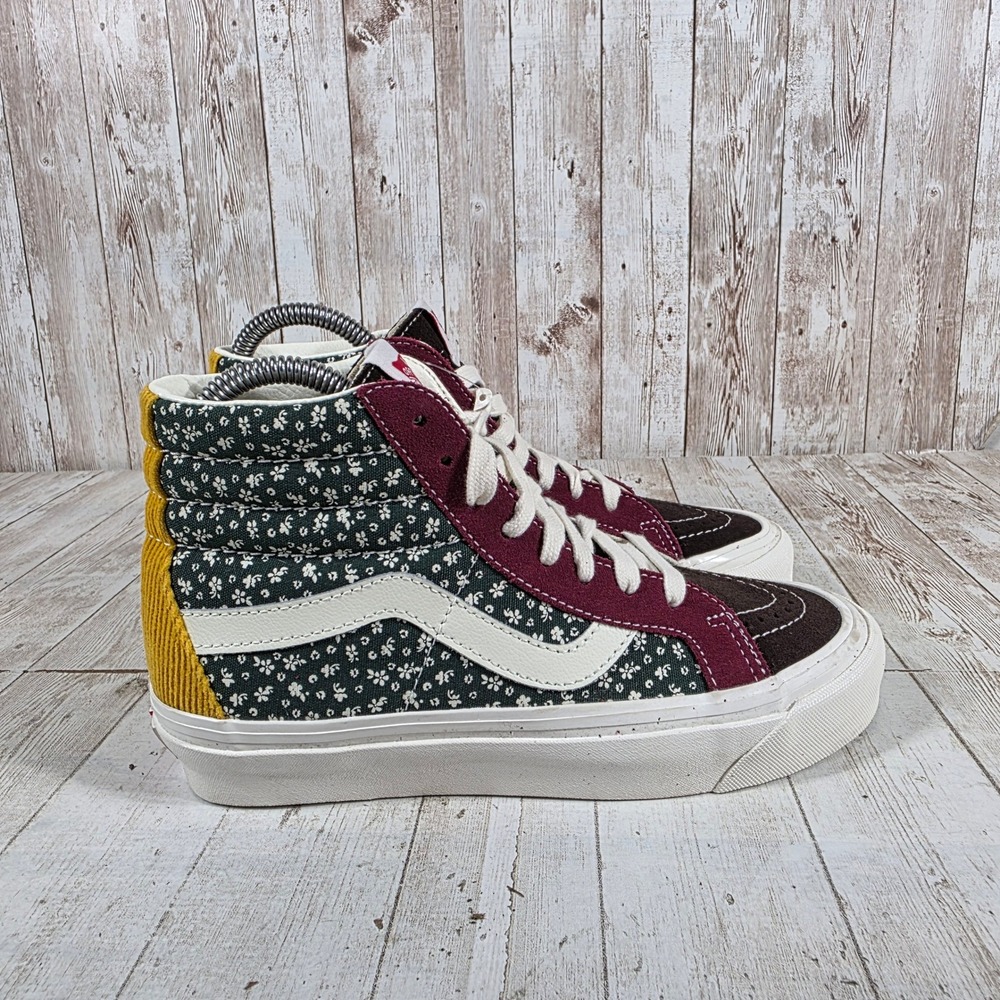Vans Sk8-Hi Floral Corduroy Patchwork High Top Sneakers Womens 6 Mens 4.5